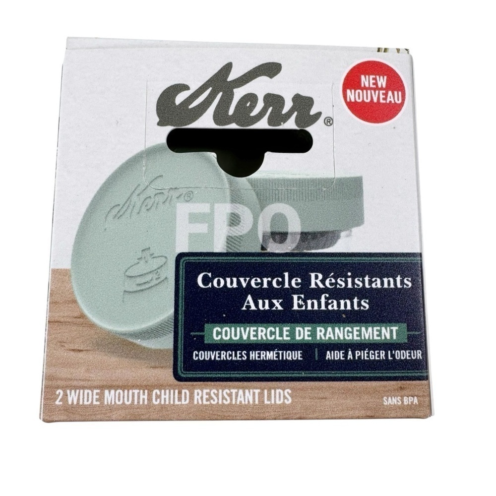 NEW Kerr Child Resistant Wide Mouth Lids Green Set of 2 - Picture 5 of 8